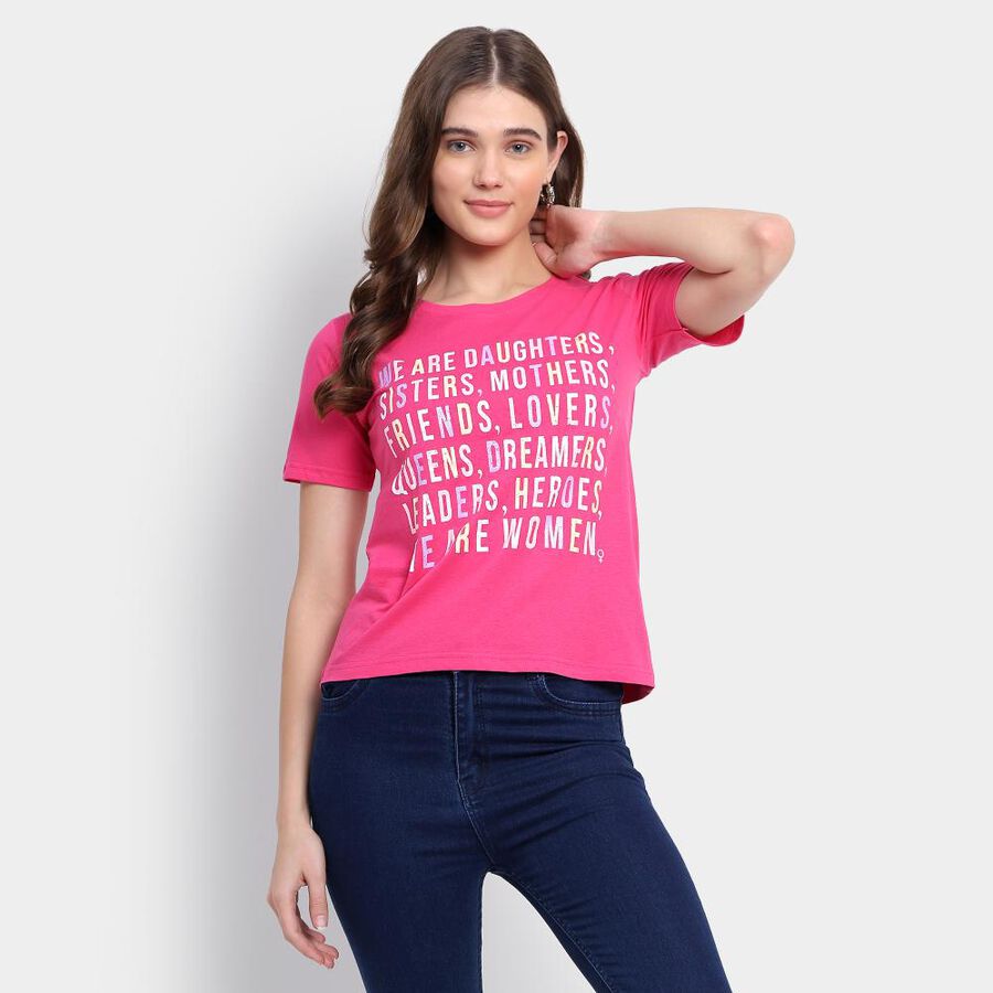 Ladies' Cotton T-Shirt, Fuchsia, large image number null